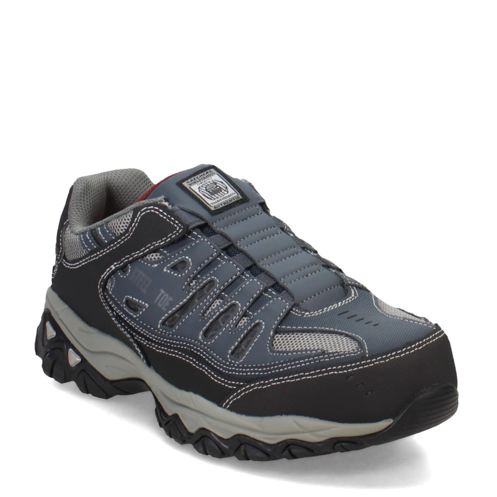 Skechers Men's Cankton Ebbitt Steel Toe Construction Shoe, Navy/Grey, 14 Wide