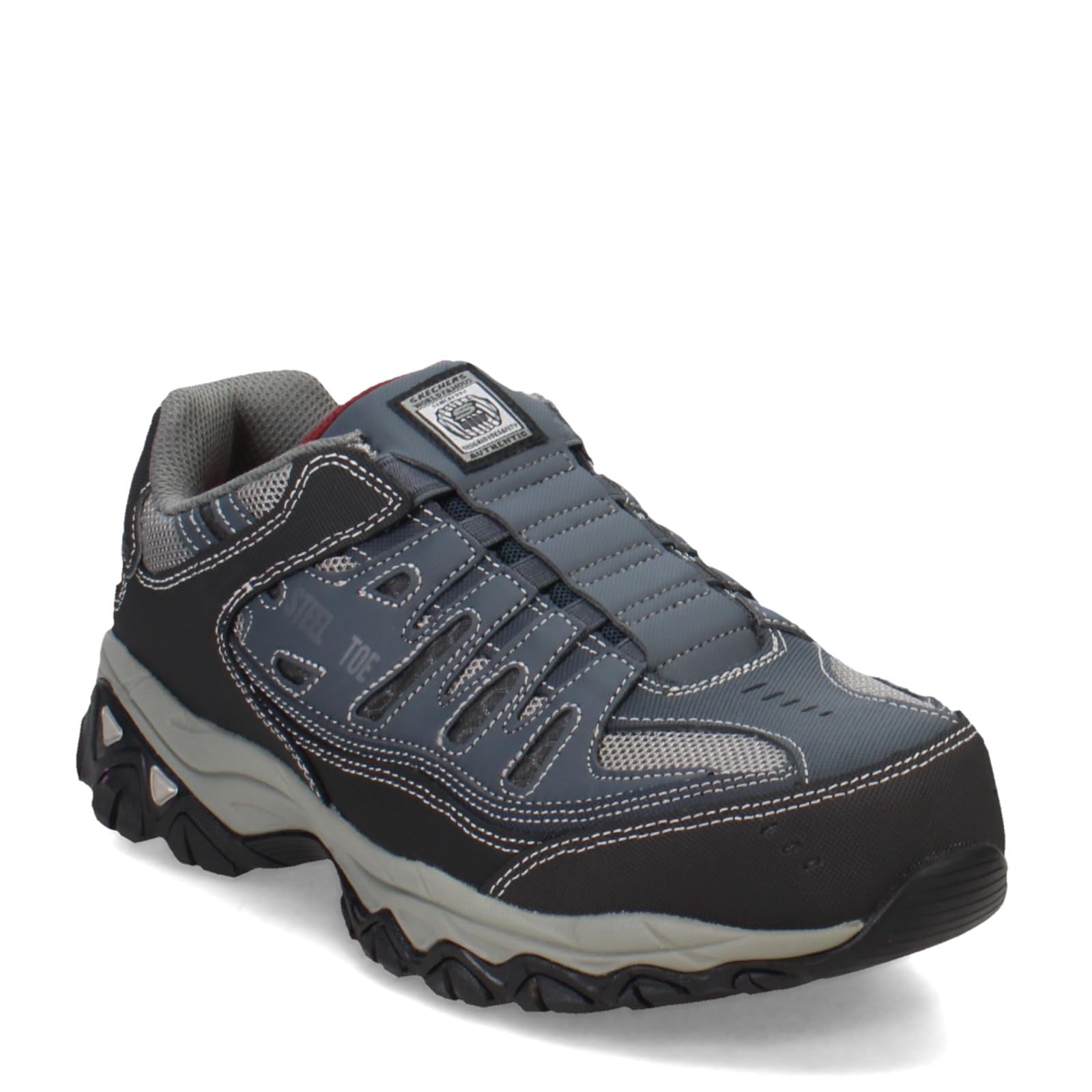 Skechers Men's Cankton Ebbitt Steel Toe Construction Shoe, Navy/Grey, 14 Wide