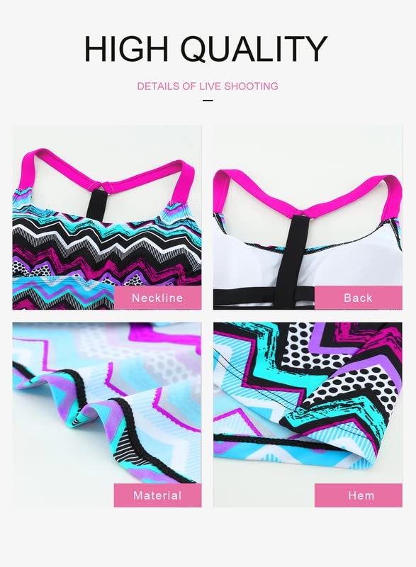 X-Large Dokotoo Womens Padded Tankini Swim Top Multicolored Striped