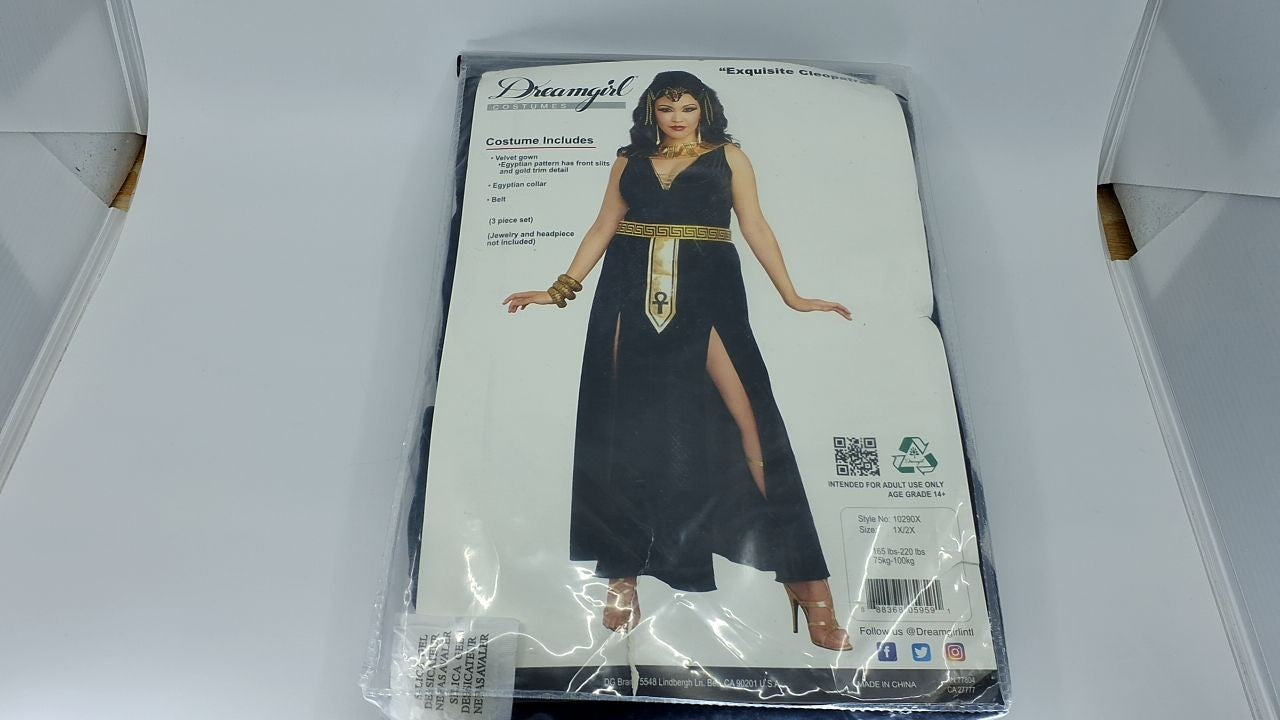 Dreamgirl Women's Plus-Size Exquisite Cleopatra Costume, Black/Gold, 1X/2X