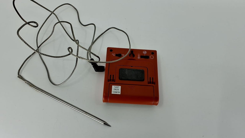 Wired Probe Cooking Thermometer w/ Timer Alarm, Red Steel Design