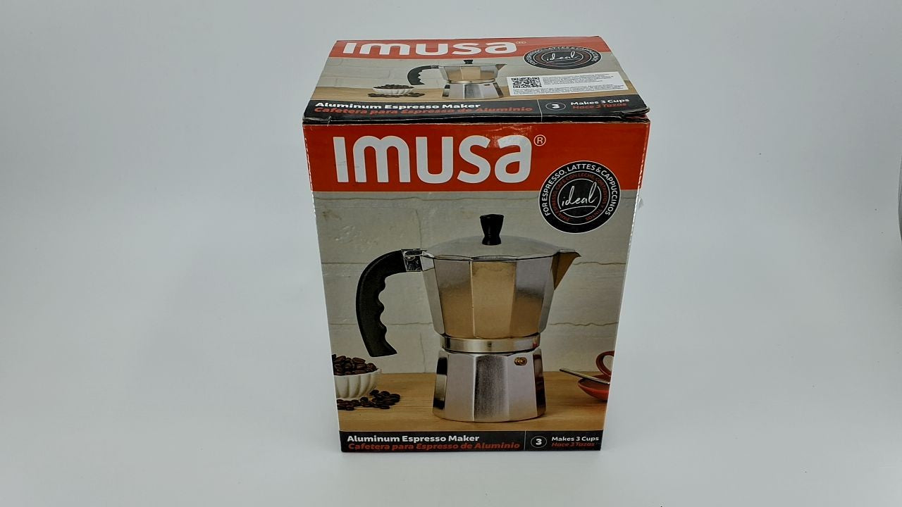 IMUSA Aluminum Stovetop Espresso Maker, 3-Cup, Silver