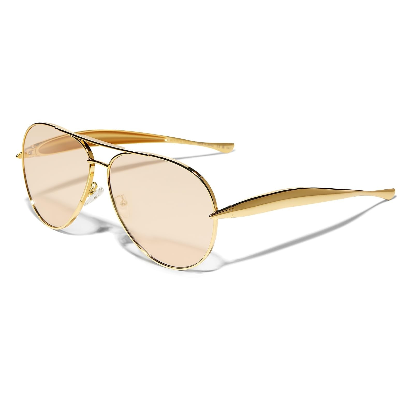GUVIVI Oversized Gold Aviator Sunglasses for Men & Women, 70s Retro