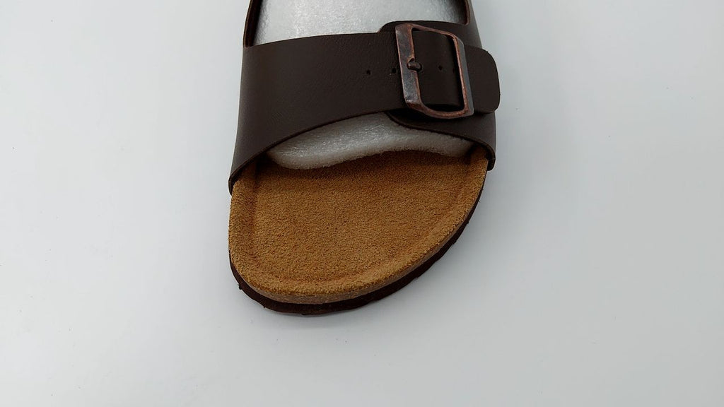 CUSHIONAIRE Lane Cork Footbed Mens Sandals, Adjustable Buckle Comfort Slides, 10