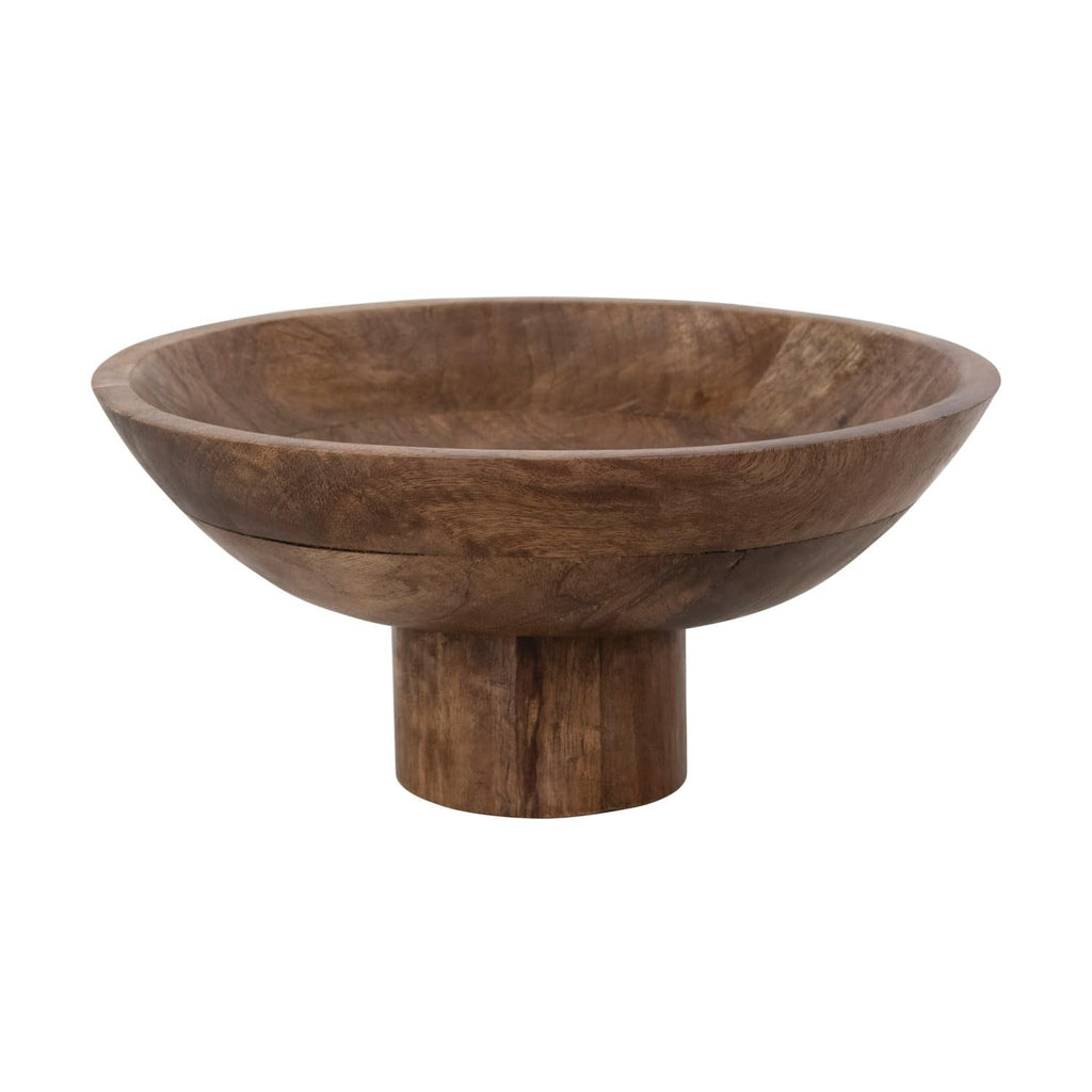 Bloomingville Mango Wood Footed Bowl, Walnut Finish