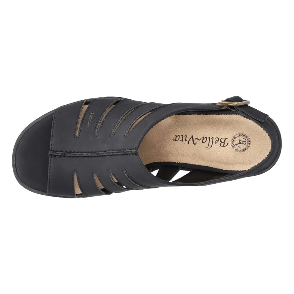 Bella Vita Women's Rhodes Heeled Sandal, Black, 9.5 Wide