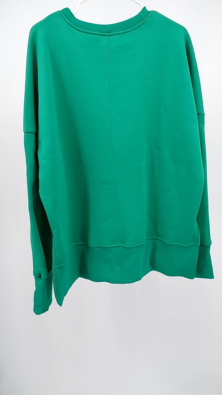 Side Slit Round Neck Long Sleeve Sweatshirt