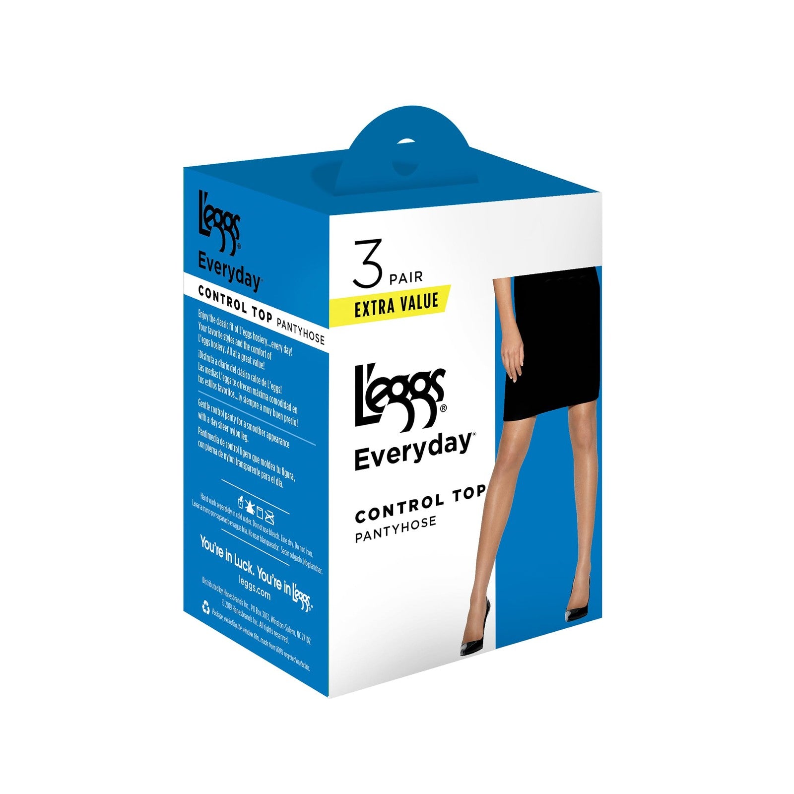 L'eggs Sheer Toe Pantyhose, Control Top, Nude, Size Q, 3-Pack