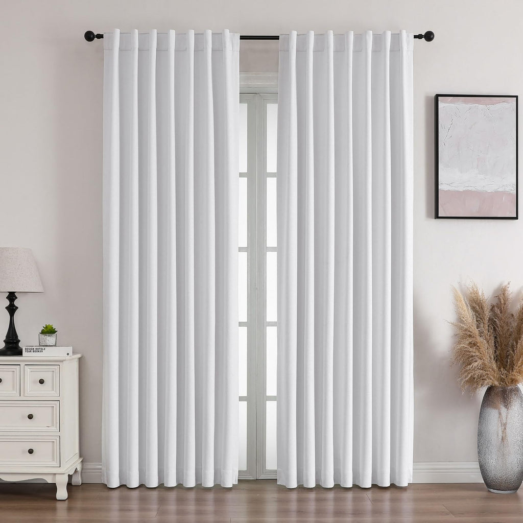 Blackout Curtains 52W x 72L - 2 Panels Set, Thermal Insulated, White
