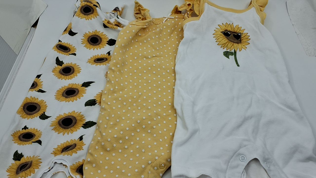 Hudson Baby Unisex Baby Cotton Rompers, Sunflower, 9-12 Months