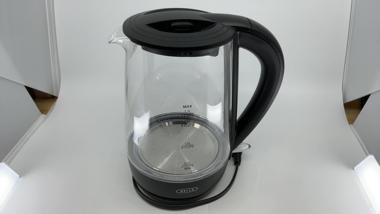 BELLA 1.7L Glass Electric Kettle, Black, 1500W, Auto Shut-Off