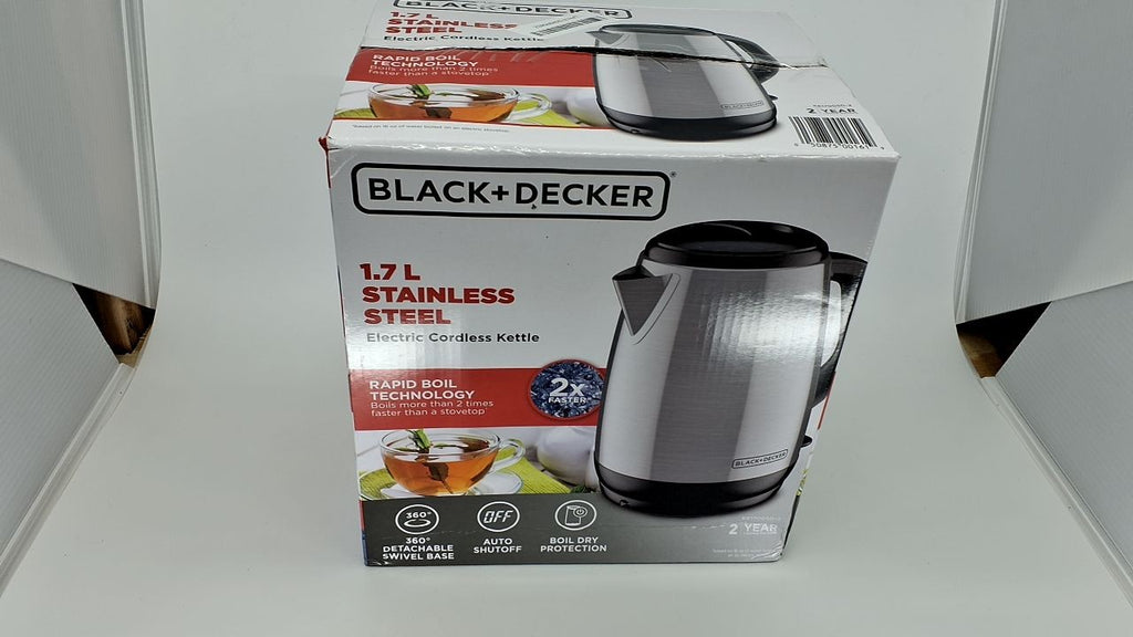 Electric Kettle 1.7L Cordless, Rapid Boil Tech, Auto Shutoff, Stainless Steel