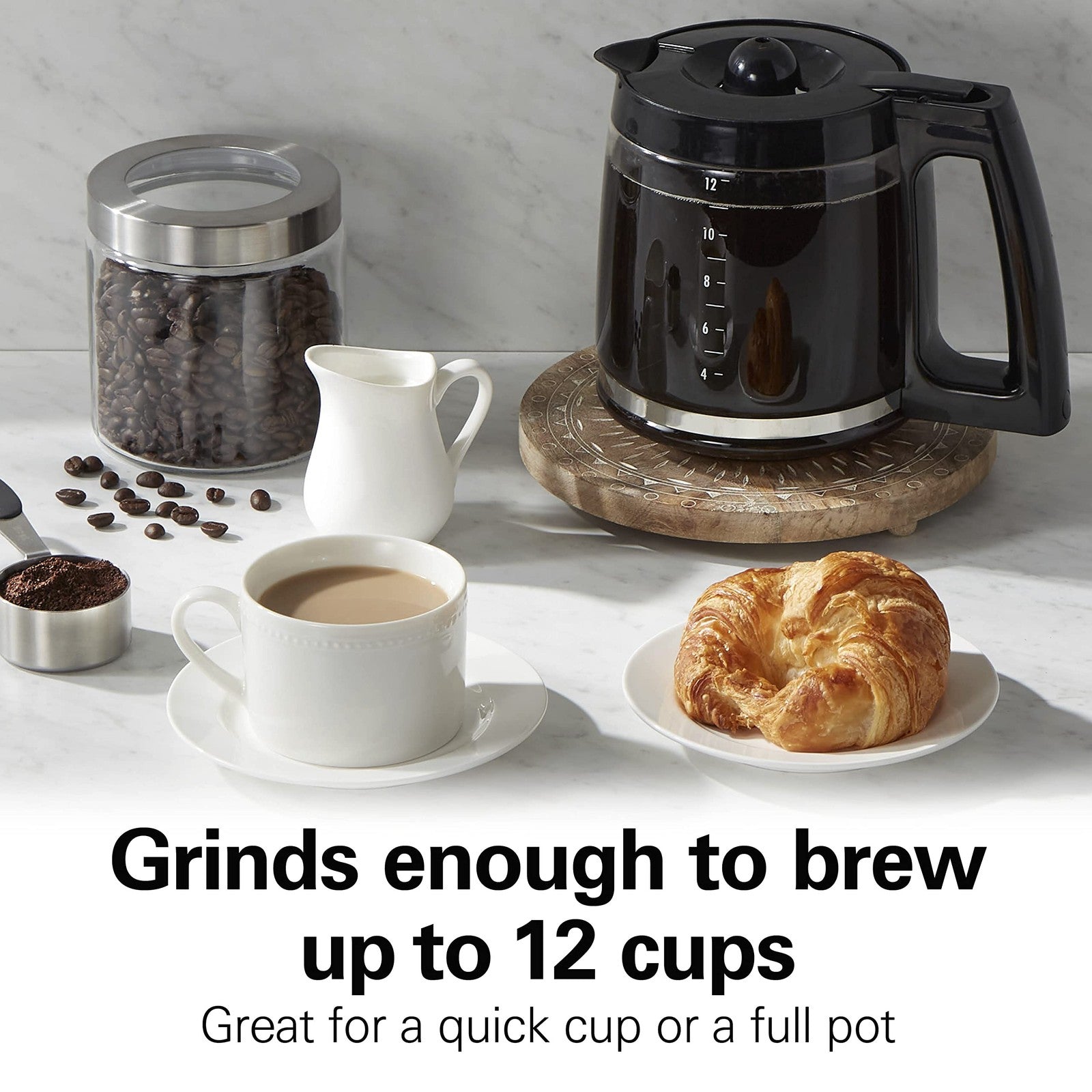 Hamilton Beach 80420 Coffee Grinder, Removable Bowl, 12 Cups, White