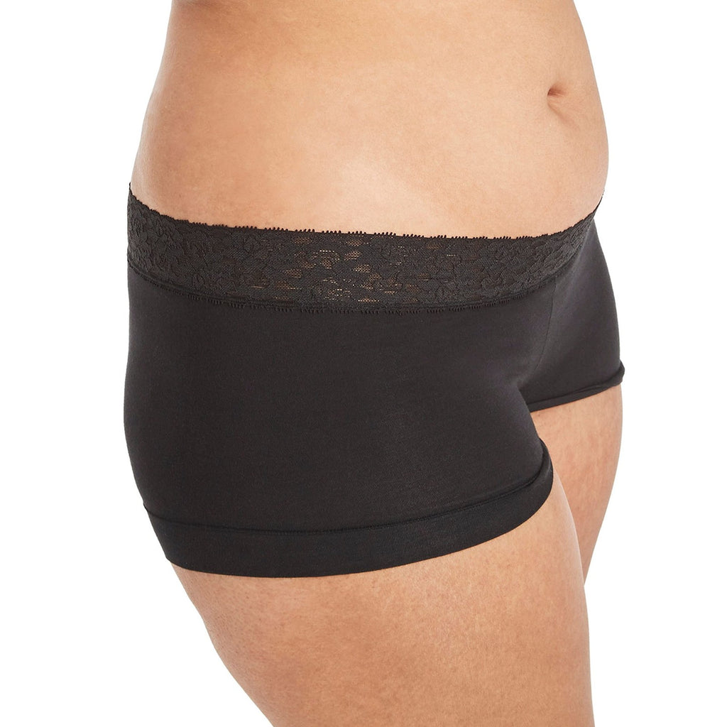 Maidenform Women's Boyshort Panty Pack, Lace Cotton, Navy/Grey/Black, L