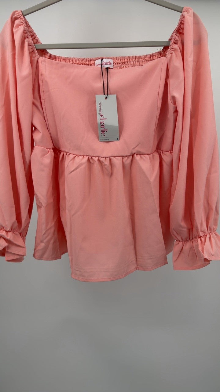 Smocked Square Neck Flounce Sleeve Blouse