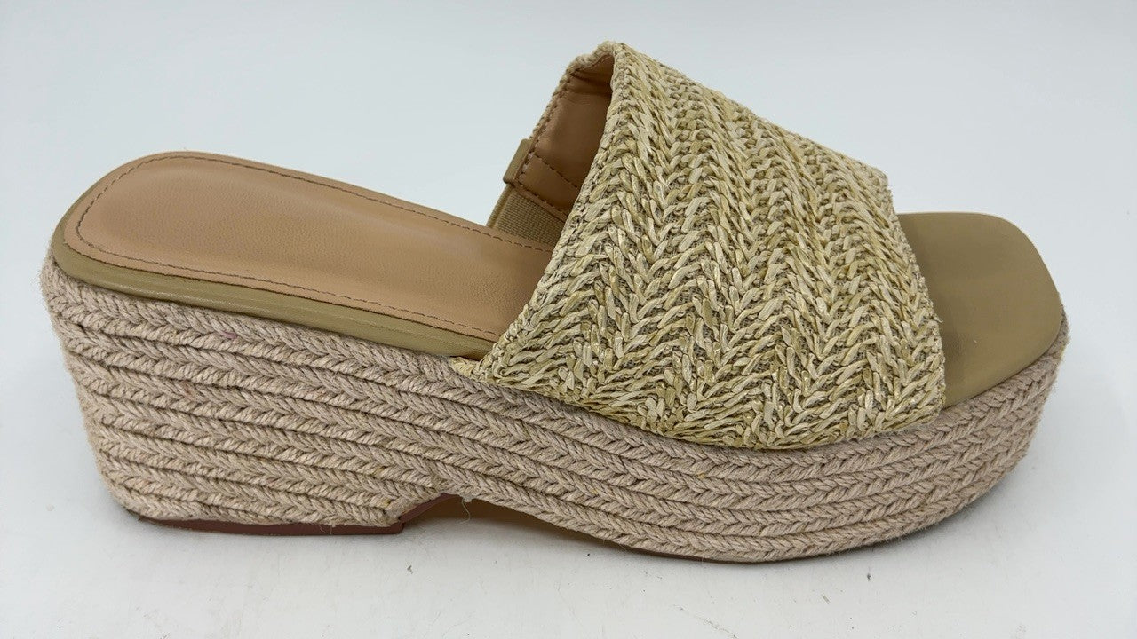 EQAUDES Women's Espadrille Platform Sandals 7.5 Apricot Open Toe