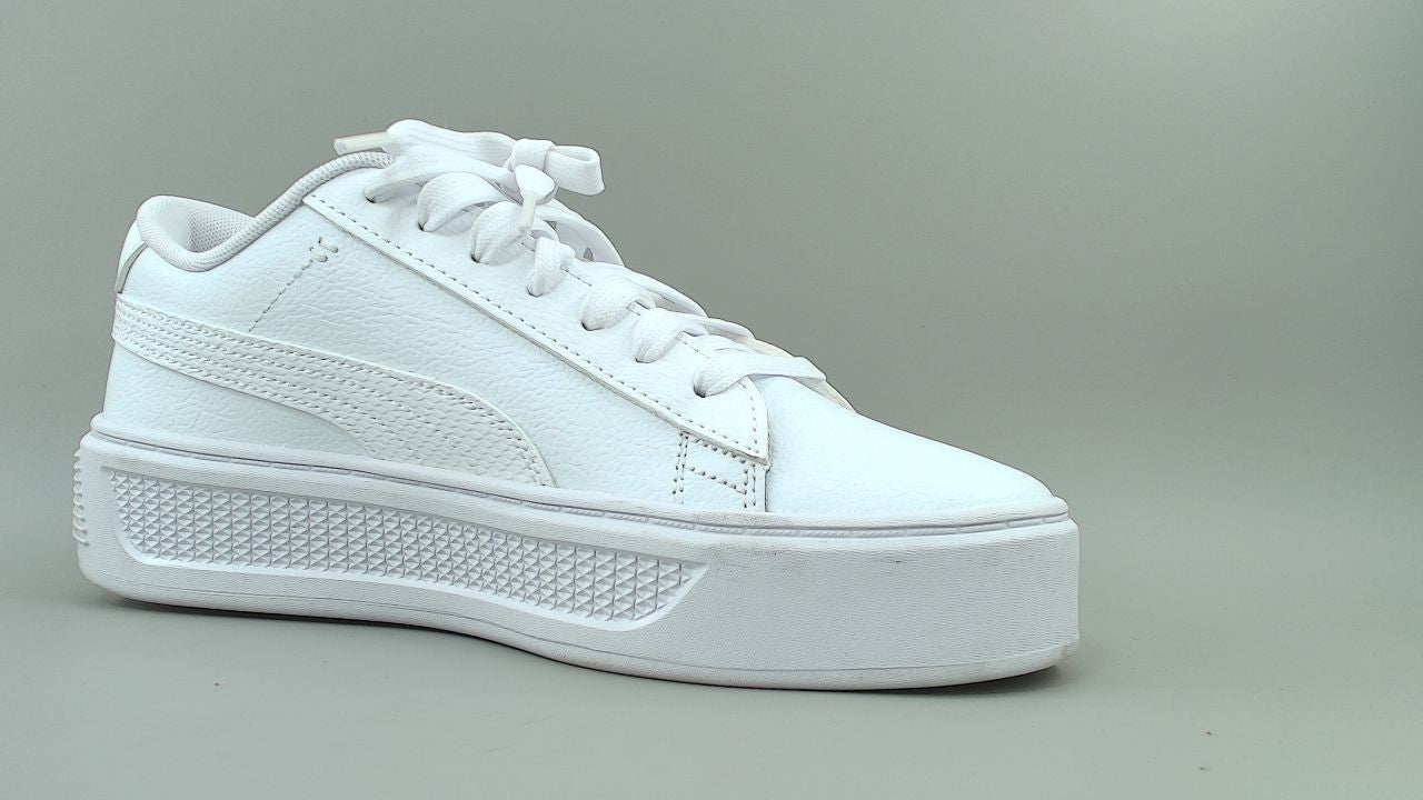 PUMA Women's Smash Platform V3 Sneaker White White Silver, 7
