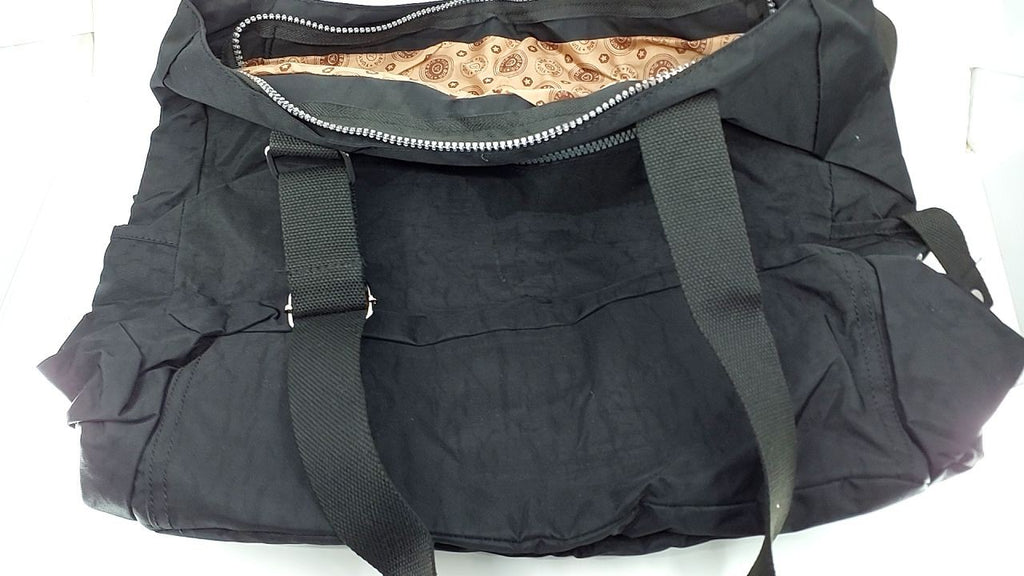 X-Black Nylon Tote Handbag Large Shoulder Bag w/ Pockets