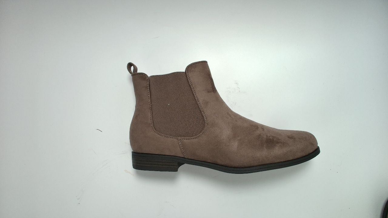 VJH Confort Womens Taupe Solid Slip On Elastic Chelsea Bootie Low Heel, 8.5