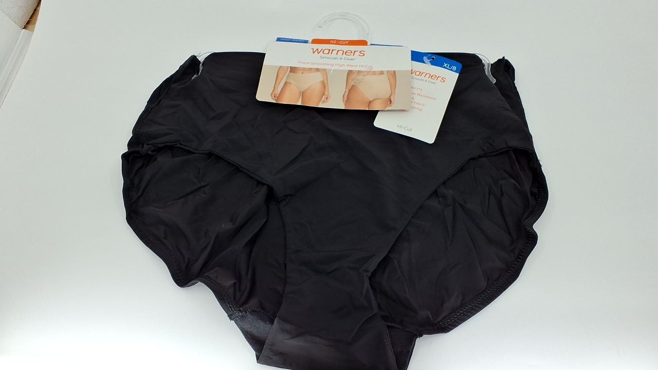 Warner's Smooth It Over Front-Smoothing High Waist Hi-Cut RT9021P Black