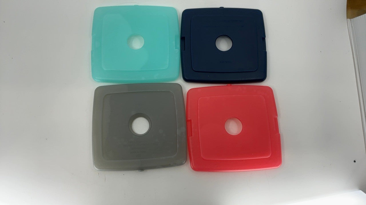 Fit & Fresh 4 Pack Slim Ice Packs, Reusable, Quick Freeze, Multi Color