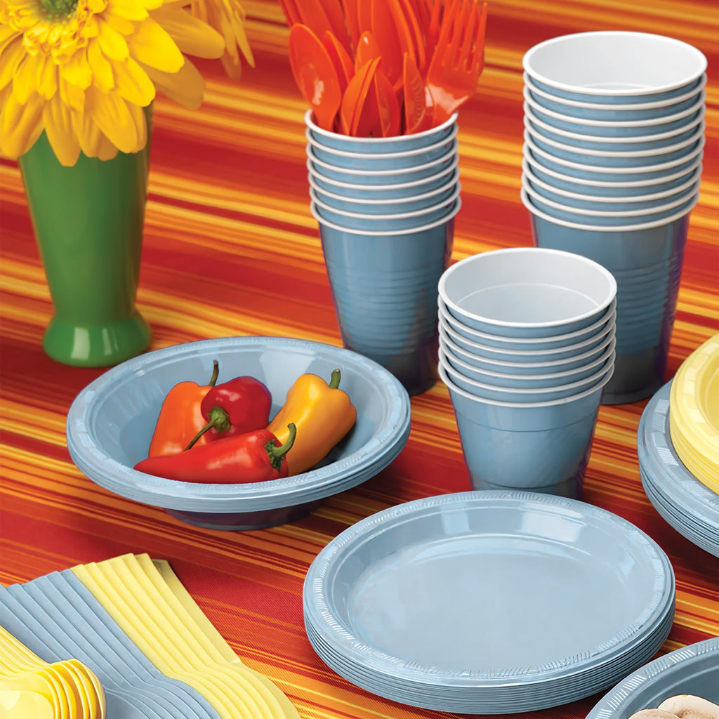 Light Blue Plastic Party Cups 12 Oz, 20 Count - Durable & Disposable