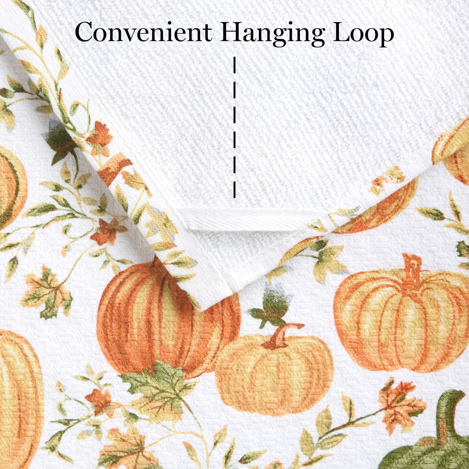 Cotton Kitchen Towels Set, 3-Pack, Autumn Harvest, 16x28 in, Soft & Absorbent