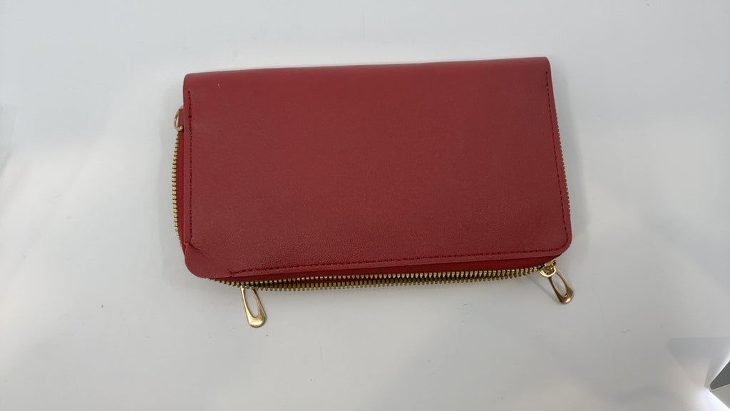 Red Faux Leather Small Crossbody Handbag for Women - Phone & Card Holder