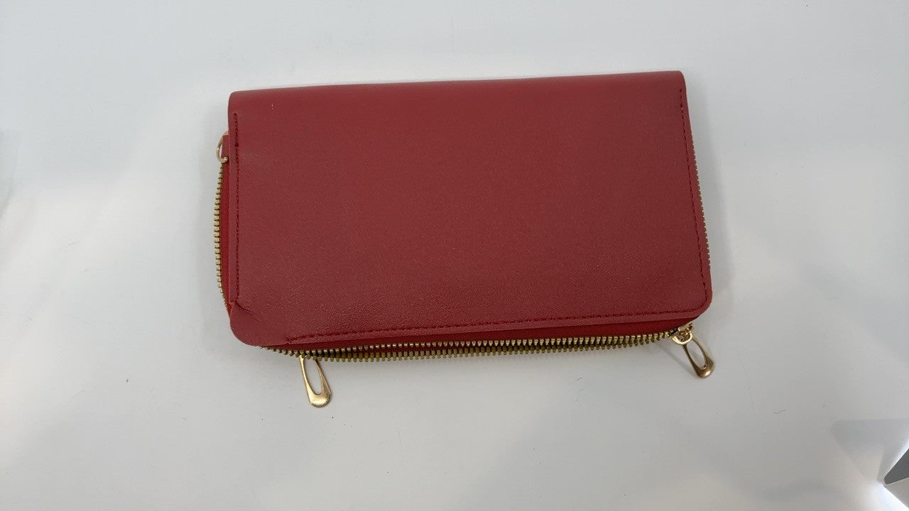 Red Faux Leather Small Crossbody Handbag for Women - Phone & Card Holder