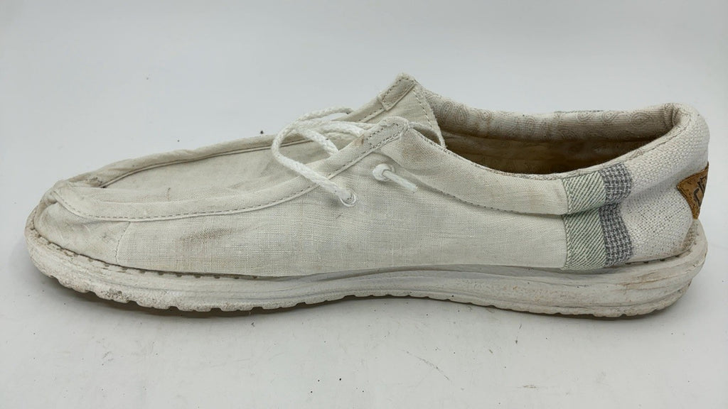 Hey Dude Wally Linen Loafers Natural White Size 13 Men's Shoes