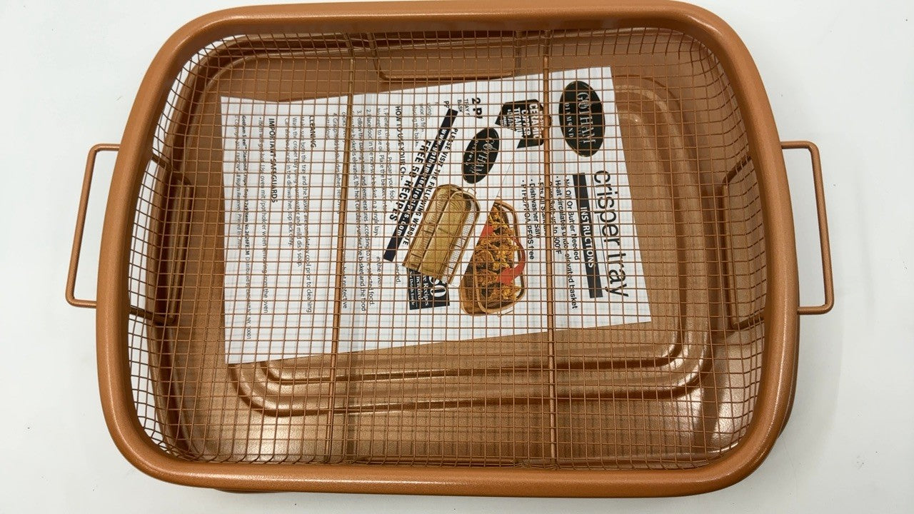 2-Piece Nonstick Copper Crisper Tray for Oven, 12.5x9 in, Dishwasher Safe