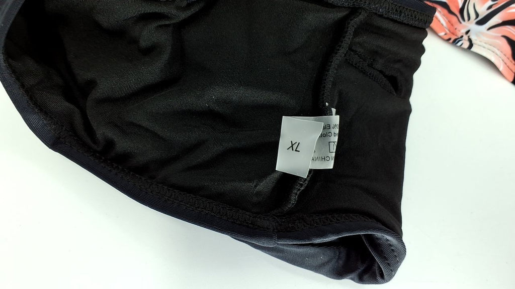 Black Floral Women's Push Up Bikini Set w/ Criss Cross Straps