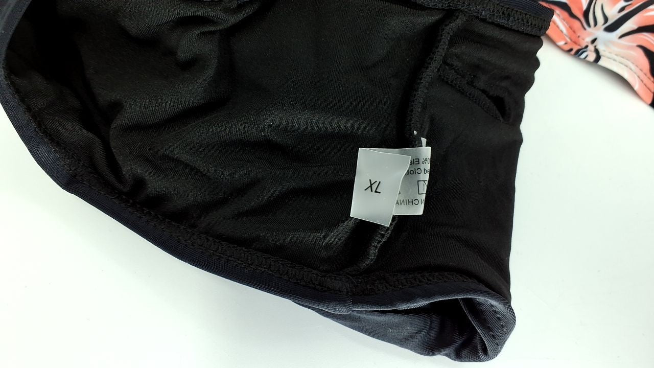 Black Floral Women's Push Up Bikini Set w/ Criss Cross Straps