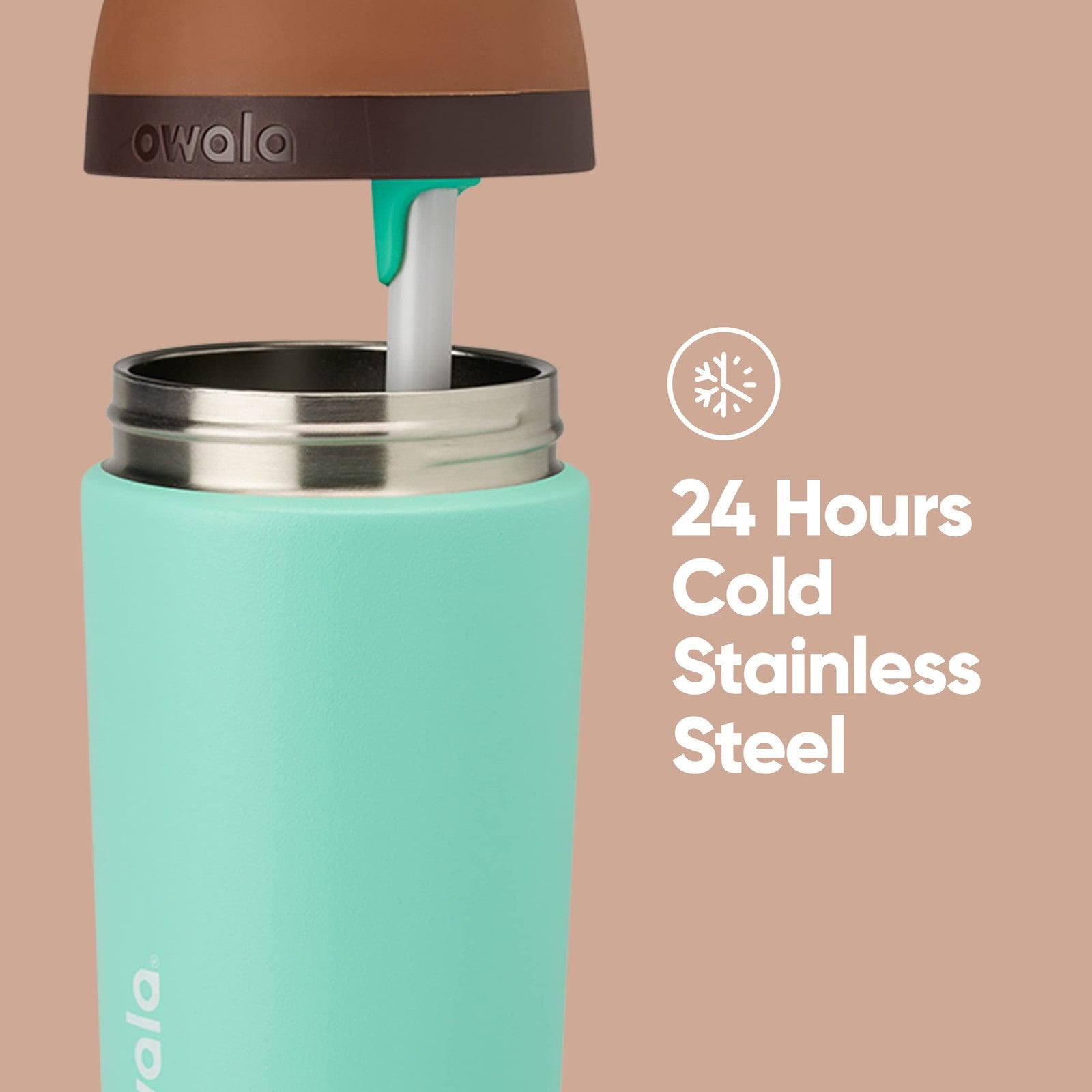 Owala 14oz Kids Flip Water Bottle w/ Straw & Locking Lid, Brown/Teal