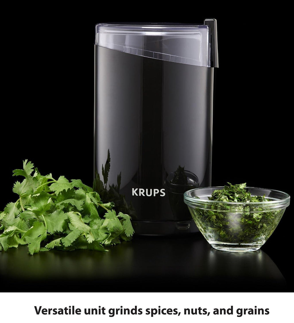 KRUPS F20342 Electric Coffee Grinder 3 oz Black 200W Stainless Steel Blades