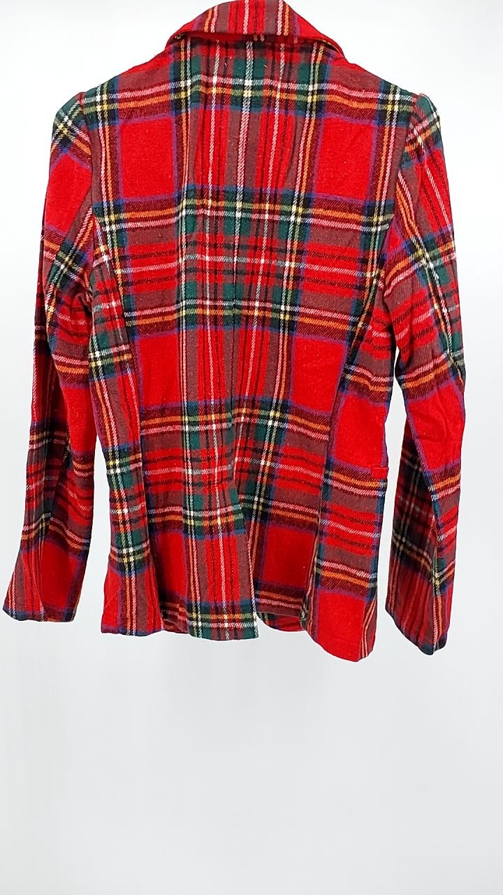 Plaid Single-Button Blazer