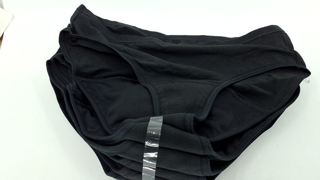 Hanes Girls' Period Panties 6-Pack Black Hipster Moderate Protection Size 16