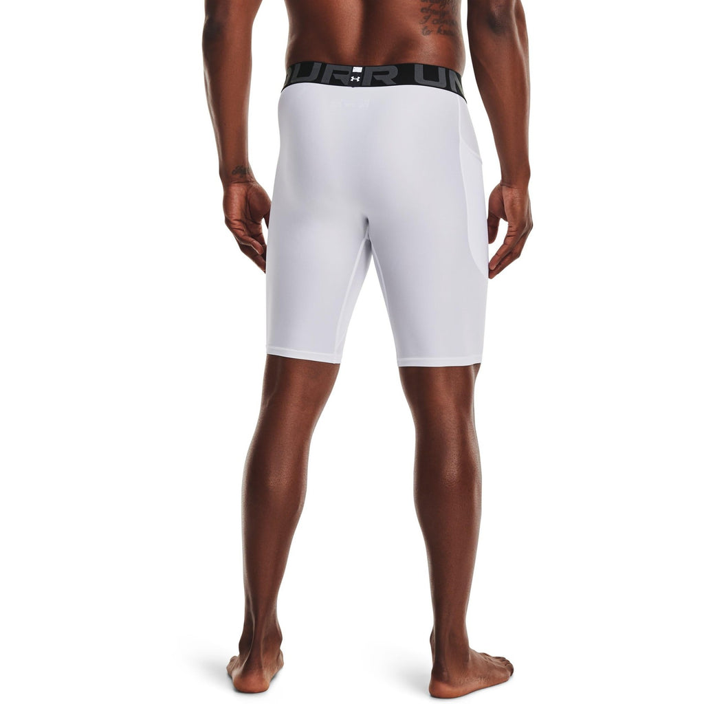 Under Armour Men's HeatGear Pocket Long Shorts, White (100)/Black, 3X-Large