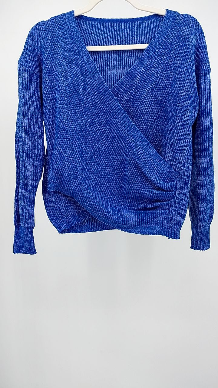 Surplice Long Sleeve Knit Top