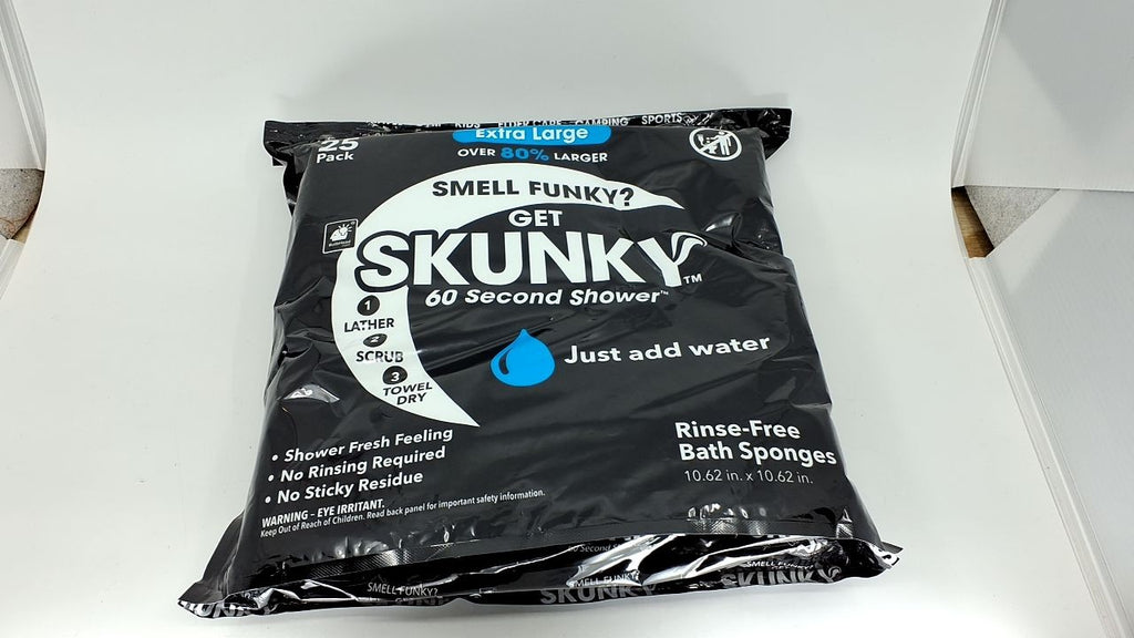 Skunky XL Disposable Bathing Wipes, 25 Count, Rinse-Free & Soap-Infused