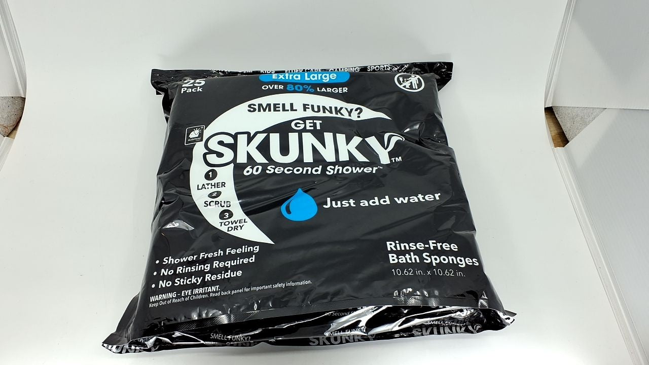 Skunky XL Disposable Bathing Wipes, 25 Count, Rinse-Free & Soap-Infused