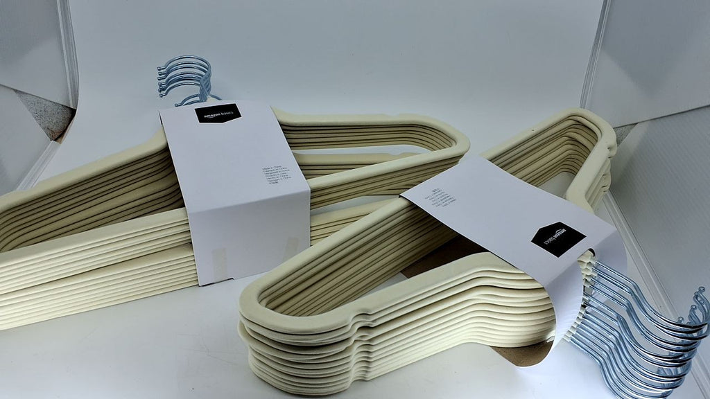Ivory/Beige Velvet Suit Hangers 30 Pack Non-Slip Slim Design