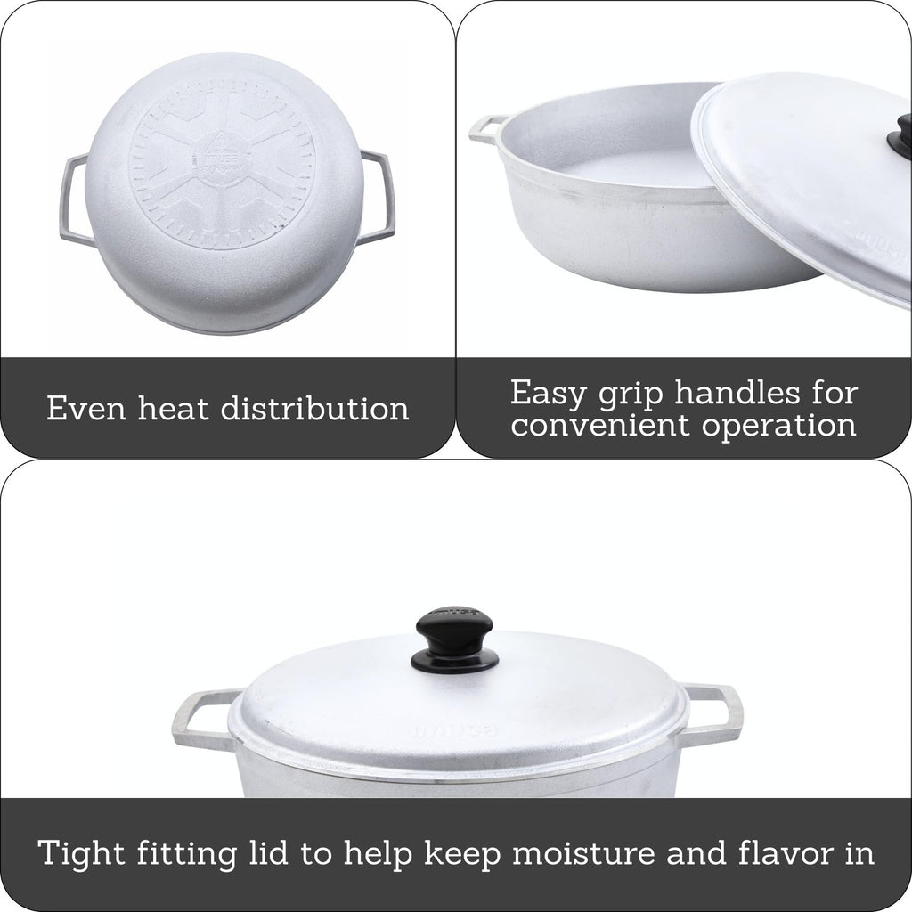 IMUSA 7.5Qt Silver Caldero w/ Lid - Traditional Colombian Cookware