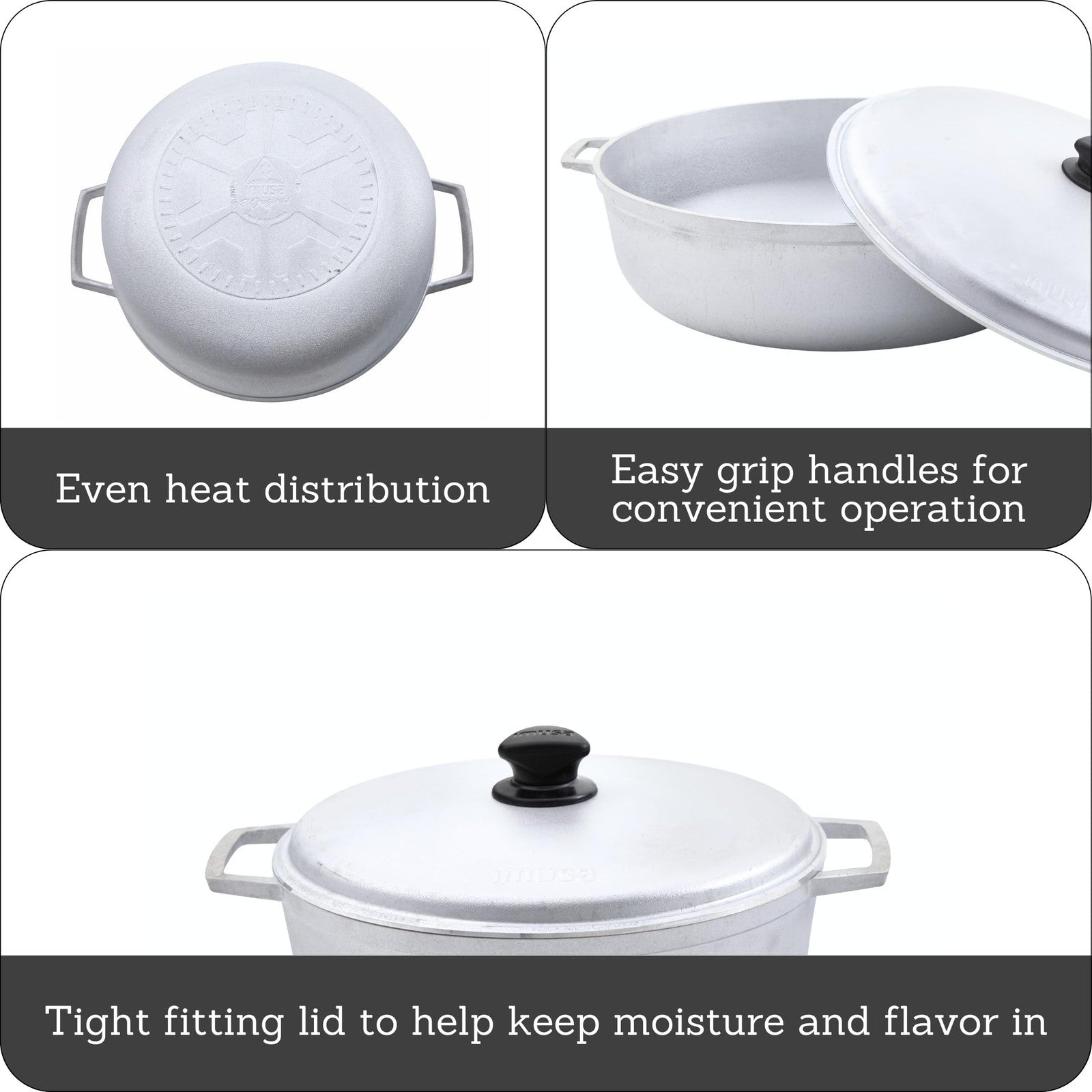 IMUSA 7.5Qt Silver Caldero w/ Lid - Traditional Colombian Cookware