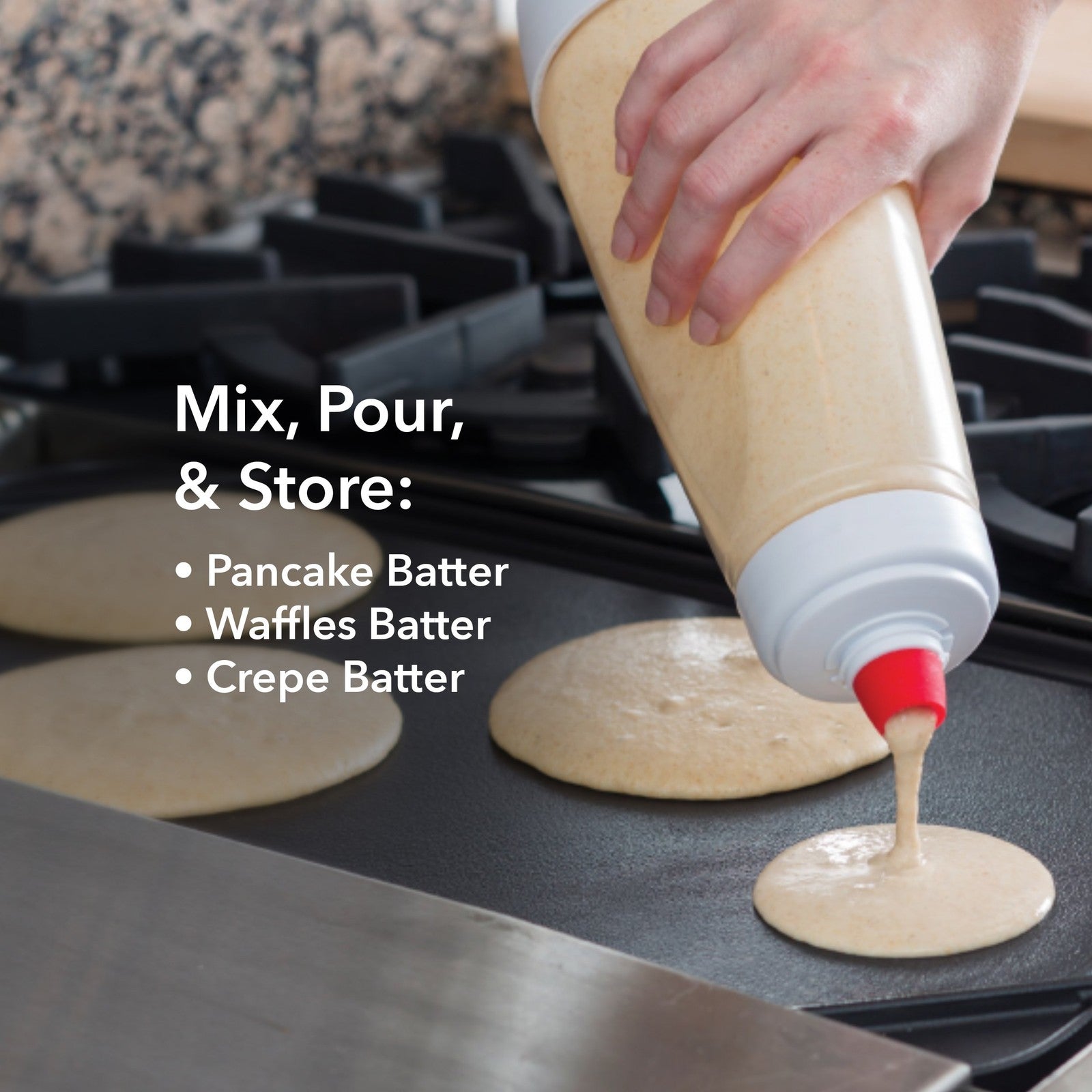 Whiskware Pancake Bottle Mixer 4.5 Cup Mint BPA Free Dishwasher Safe