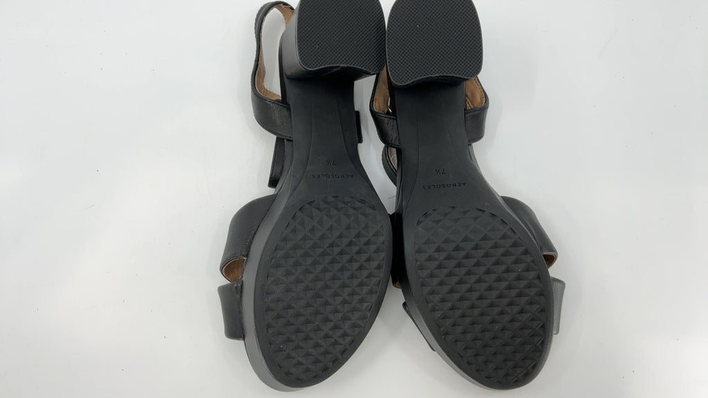 Aerosoles Women's Cosmos Heeled Sandal, Black Leather, 7.5