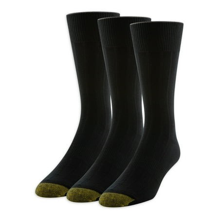 GOLDTOE Edition Mens Dress Rib Crew Socks, 3-Pack