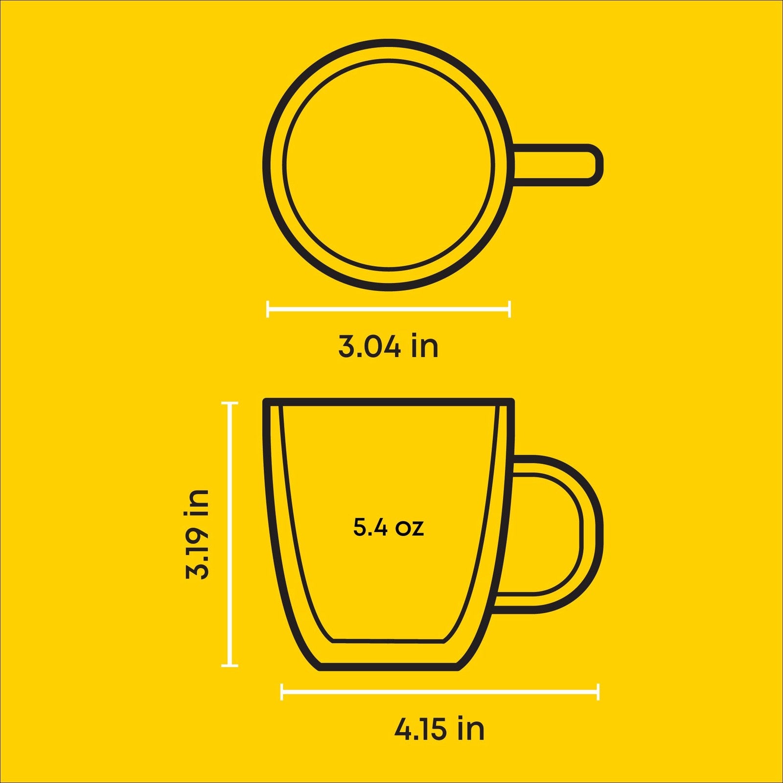 Set of 2 Double Wall Espresso Mugs - 5.4 Oz Borosilicate Glass