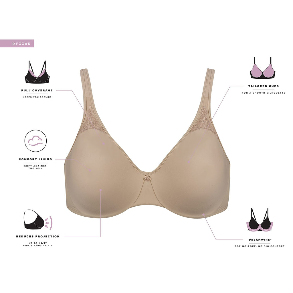 Bali Passion for Comfort Underwire Bra 36DD Sandshell Minimizer