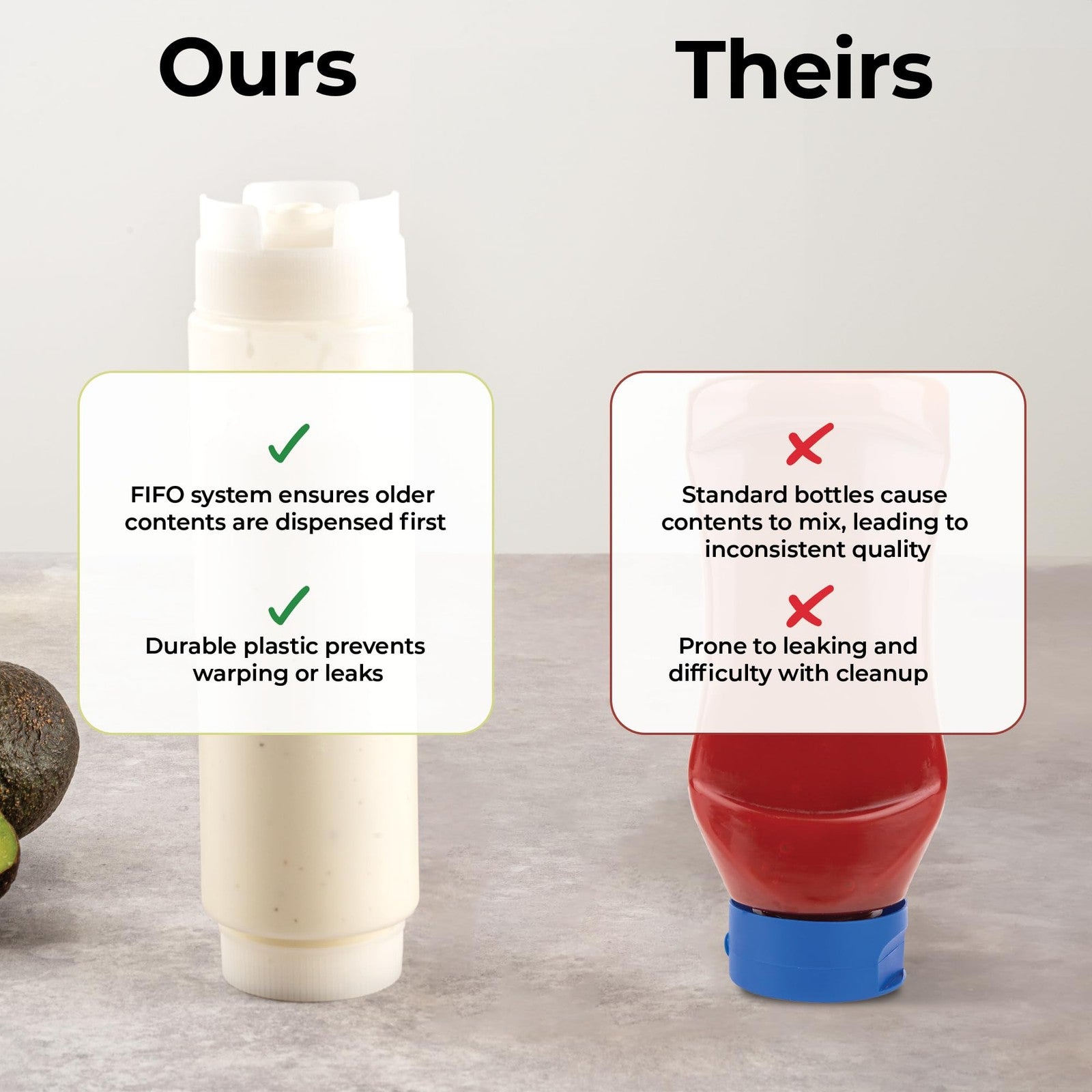 16oz Inverted Squeeze Bottle - Clear - Perfect for Condiments